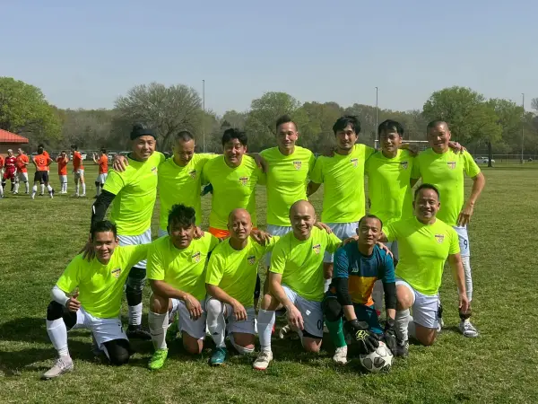 The squad in yellow kit before kick-off