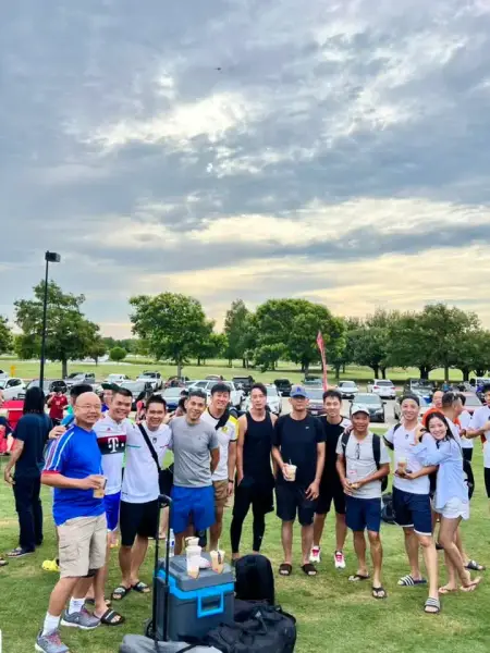 The group together at sunset